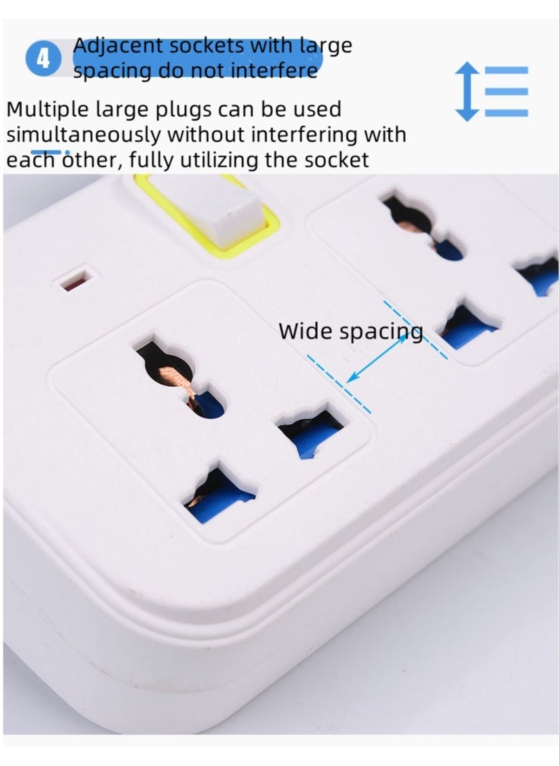 2 مقبس USB الجدار شاحن ( 3 USB ) ، البريطانية القياسية المسامية محول مع مفتاح مستقل ، المنزل / المكتب / السفر متعددة المقبس موسع ، مع السلطة تبديل الجدار المكونات ، أبيض