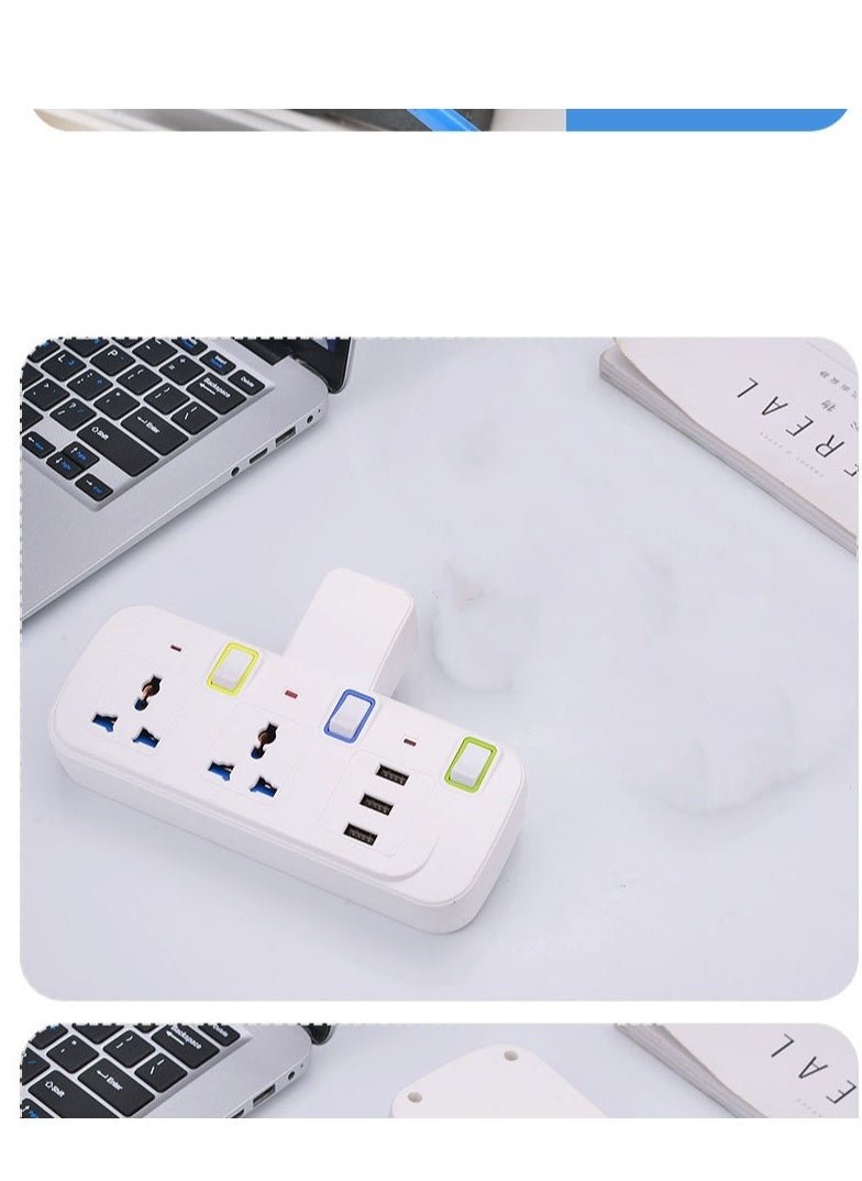 2 مقبس USB الجدار شاحن ( 3 USB ) ، البريطانية القياسية المسامية محول مع مفتاح مستقل ، المنزل / المكتب / السفر متعددة المقبس موسع ، مع السلطة تبديل الجدار المكونات ، أبيض