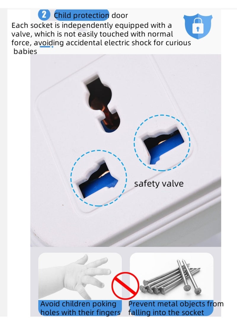 2 مقبس USB الجدار شاحن ( 3 USB ) ، البريطانية القياسية المسامية محول مع مفتاح مستقل ، المنزل / المكتب / السفر متعددة المقبس موسع ، مع السلطة تبديل الجدار المكونات ، أبيض