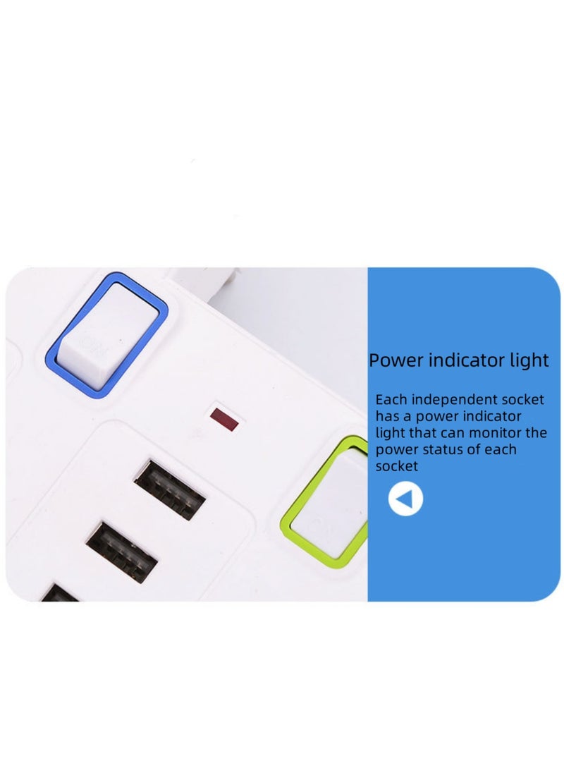 2 مقبس USB الجدار شاحن ( 3 USB ) ، البريطانية القياسية المسامية محول مع مفتاح مستقل ، المنزل / المكتب / السفر متعددة المقبس موسع ، مع السلطة تبديل الجدار المكونات ، أبيض