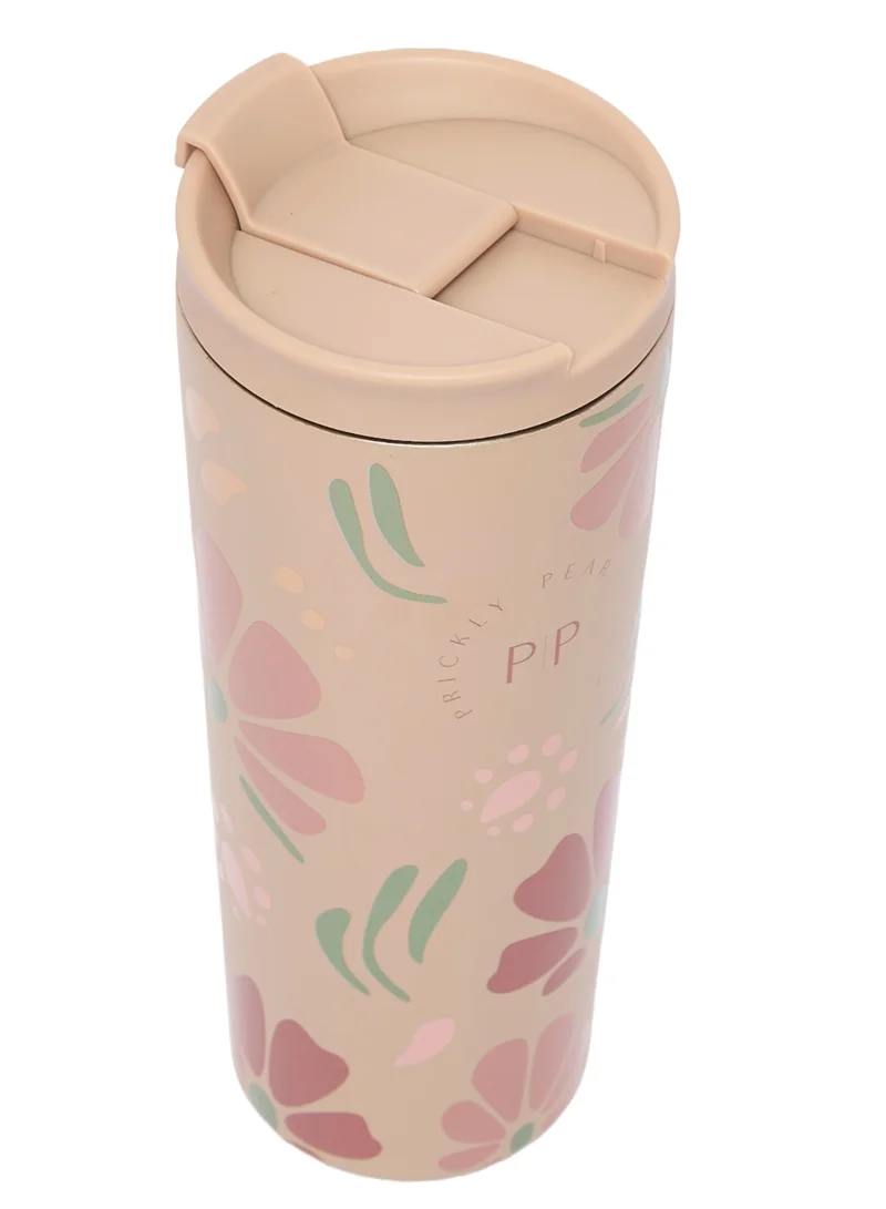 Prickly Pear Stainless Steel 24 Oz 2 in 1 Water Bottle With Straw And Travel Cup, Abstract Floral Design