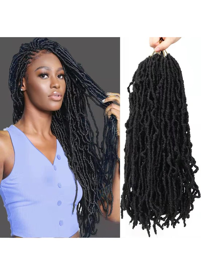 Youngther Youngther 18 inch New Faux Locs Crochet Hair Curly 6 Packs New Soft Locs Crochet Hair for Black Women Pre Looped Synthetic Goddess Locs Braiding Hair (18inch 6packs,1B#) 