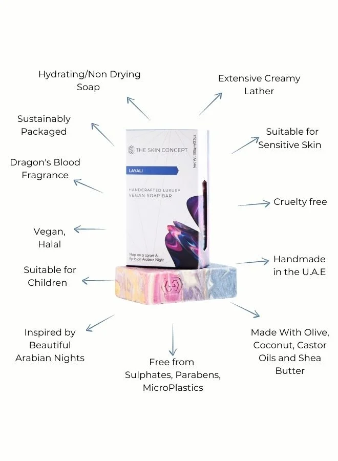 The Skin Concept  The Skin Concept Premium Artisanal Soap Bar- Layali - Handmade, Vegan for Women | Best Price UAE