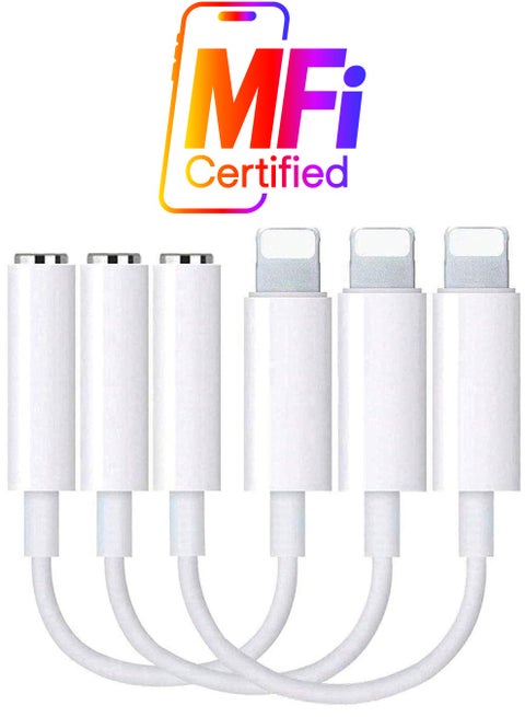 3 Pack Lightning to 3.5 mm Headphone Jack Adapter, Apple MFi Certified Veetone iPhone Audio Dongle Cable Earphones Headphones Converter Compatible with iPhone 12/12 Pro/11/11 Pro/SE/X XR XS XS Max 8 7