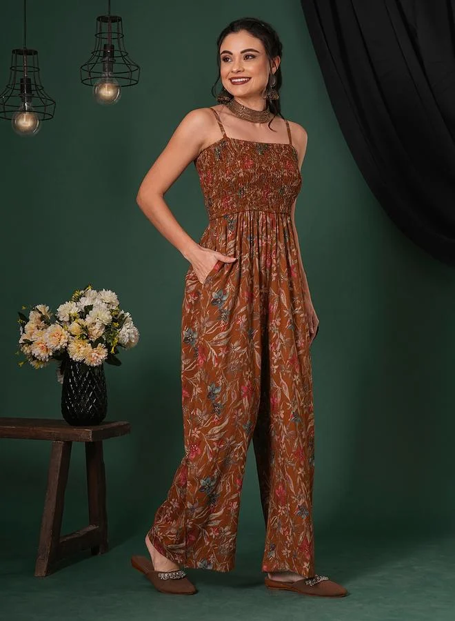 globus Women Floral Print Strappy Jumpsuit