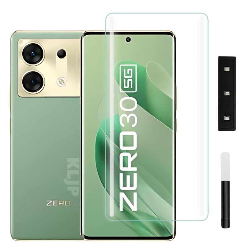 KLJP Advanced HD+ UV Tempered Glass Screen Protector Guard Compatible For Infinix Zero 30 5G / Infinix Zero Ultra 5G (Pack of 1) Full Adhesive UV Curved Case Friendly HD+ Clarity - Image 1