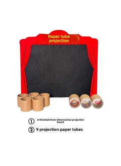Paper Tube Projection Light And Shadow Small Theater Game Kindergarten Science Puzzle Children Handmade Diy Language Area Material-Color:Paper Tube Projection-9 Projections (excluding Flashlight)