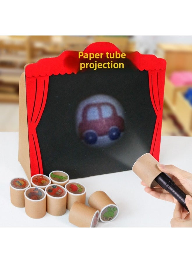 Generic - Paper Tube Projection Light And Shadow Small Theater Game Kindergarten Science Puzzle Children Handmade Diy Language Area Material-Color:Paper Tube Projection-9 Projections (excluding Flashlight) - Image 1