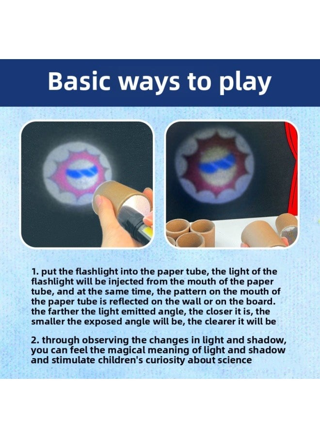 Generic - Paper Tube Projection Light And Shadow Small Theater Game Kindergarten Science Puzzle Children Handmade Diy Language Area Material-Color:Paper Tube Projection-9 Projections (excluding Flashlight) - Image 1