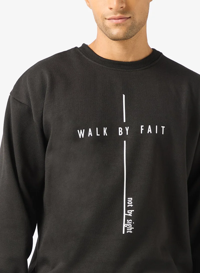 Seventy Five  Graphic Crew Neck Pullover Sweatshirt for Men | Best Price UAE