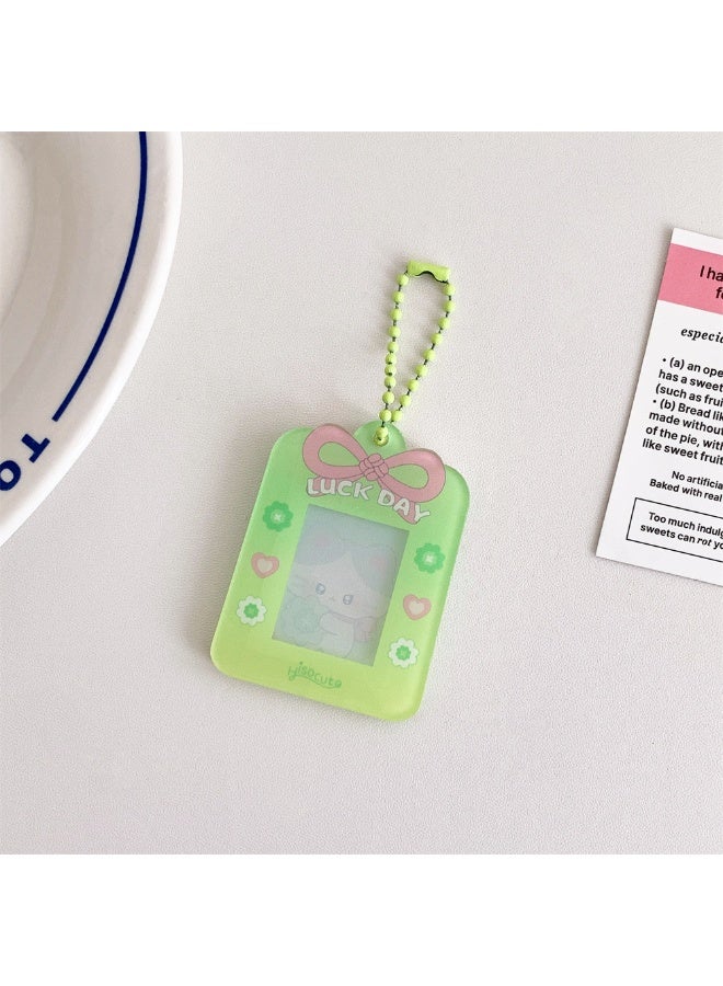 NIBEMINENT 1 - Piece Acrylic Bow Kpop Photo Card Holder Pendant Key Chain ID Badge Holder ID Card Holder Photo Card Protector for School ID Office ID Access Card for Women Girls - Image 1