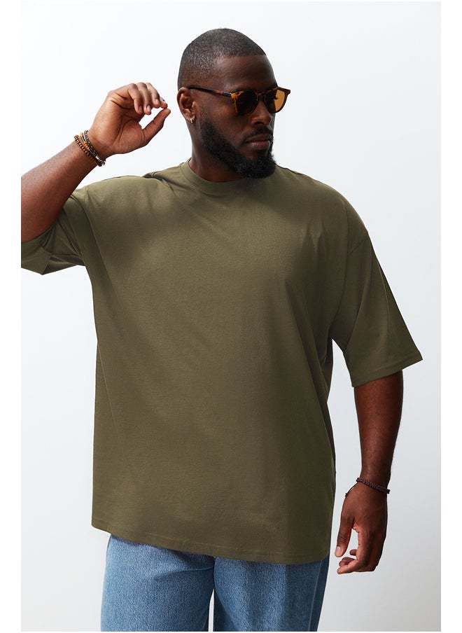 Khaki Men's Plus Size Oversize Comfortable Basic 100% Cotton T-Shirt TMNSS23TS00139 - pzsku/ZF9C8E9C6EBF34F28C247Z/45/_/1730939809/d39a79e4-6029-4d7a-8b64-c52a12f2fe09