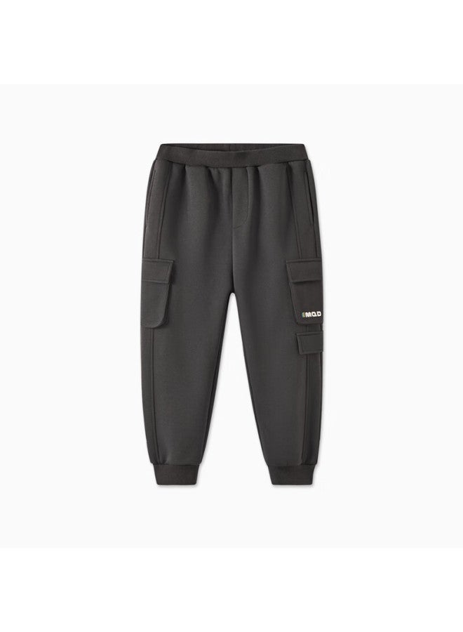 Mqd Autumn Boys' Sports Casual Workwear Style Outdoor Camping Knit Pants, Dark Gray, Size 110 - Image 4