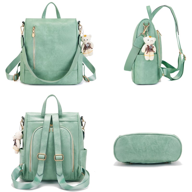 Soperwillton Women Fashion Backpack Purse Anti-Theft Leather Shoulder Bag Travel Multi Pockets Handbag Wallet Set 3pcs - Image 3