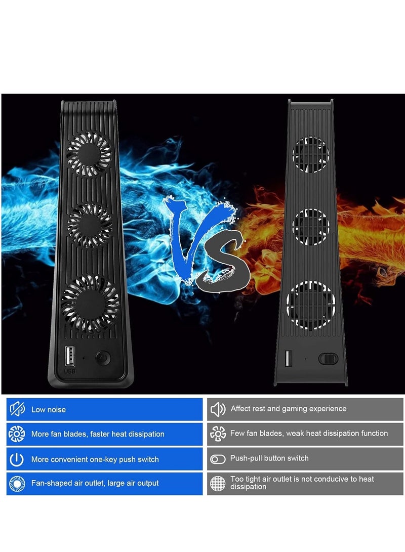 AOLION Playstation 5 Cooling Fan with LED light and USB port, Strong and Silent Exhaust with 3 Fans for PS5 Disc and Digital Edition, Self-Starting and Quiet Mode - Image 4