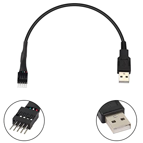 XMSJSIY USB A to 9 Pin USB Header, 9 Pin Motherboard Male IDC Dupont to USB 2.0 Type A Male Cable Cord Extender Adapter Converter Cable - 20cm - Image 2