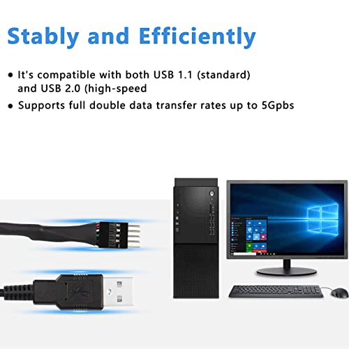 XMSJSIY USB A to 9 Pin USB Header, 9 Pin Motherboard Male IDC Dupont to USB 2.0 Type A Male Cable Cord Extender Adapter Converter Cable - 20cm - Image 3