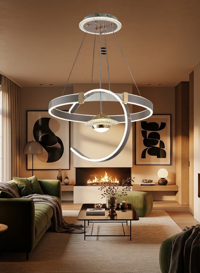 sanshe Modern LED Chandelier - Contemporary Ring Design - Image 2