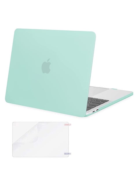 MacBook Pro 13 inch Case M2 2022 /2021 2020-2016 A2338 M1 A2251 A2289 A2159 A1989 A1708 A1706 with/Without Touch Bar Plastic Hard Shell & Screen Protector Mint Green