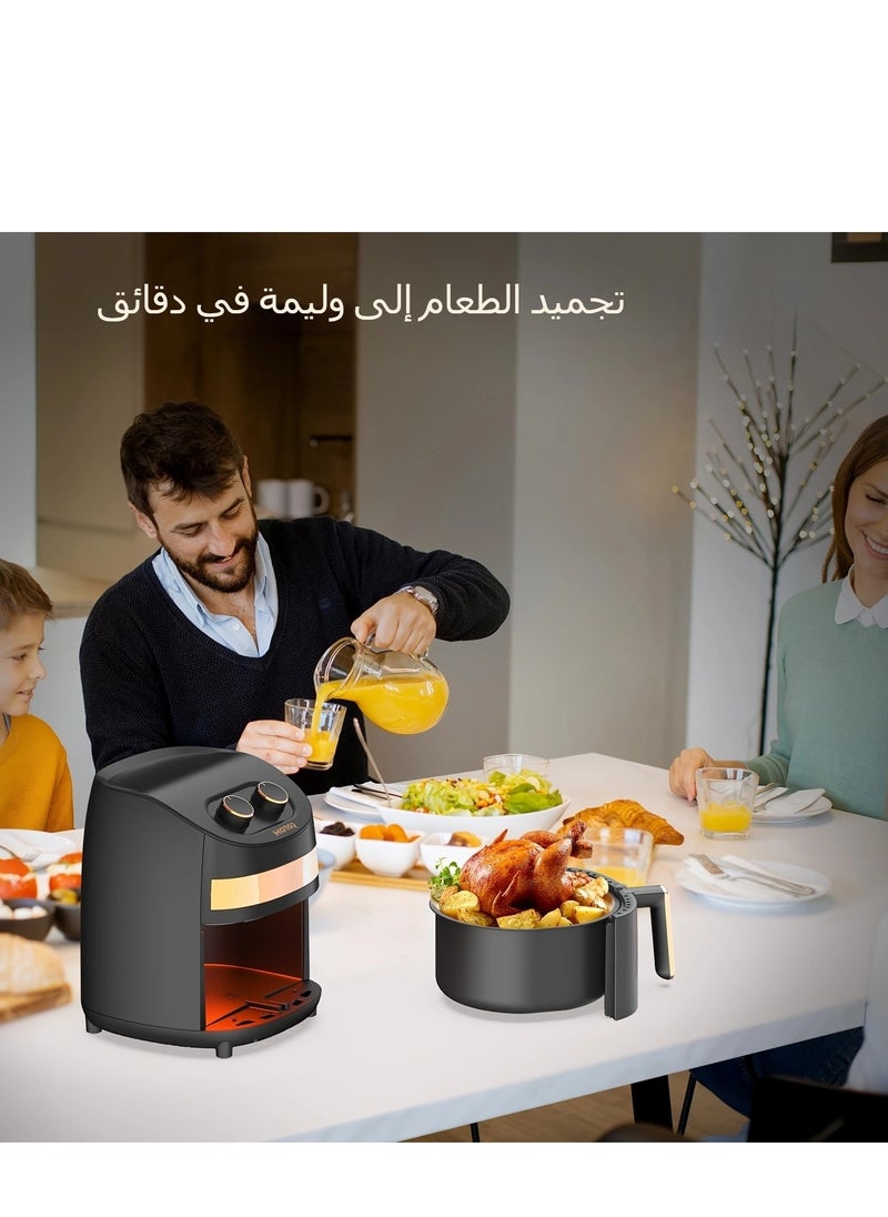 هوتور 3.5L مقلاة الهواء المنزل متعددة الوظائف سعة كبيرة مرئية مقلاة الهواء لمسة ذكية الألوان الأسود  - Image 4