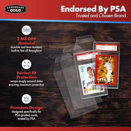 Cardboard Gold PSA Graded Card Sleeves – 50 Count with PSA Logo, Resealable Slabs Sleeve - Precise Fit Slab Protector for Grading Baseball Football Gaming Trading Sports Cards - Image 3