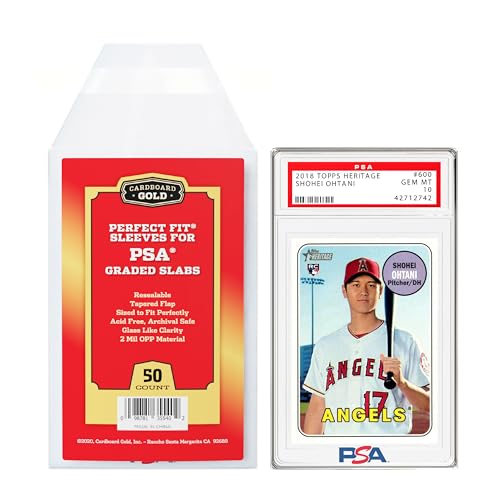 Cardboard Gold PSA Graded Card Sleeves – 50 Count with PSA Logo, Resealable Slabs Sleeve - Precise Fit Slab Protector for Grading Baseball Football Gaming Trading Sports Cards - Image 1
