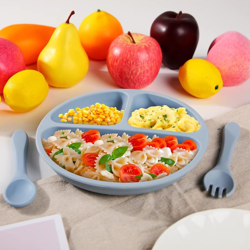 Meanplan 6 Pack Suction Plates for Toddlers with Lids Silicone Baby Plates set Food Grade Silicone Divided Design BPA Free Microwave and Dishwasher Safe Assorted ColorsElegant Colors - Image 2