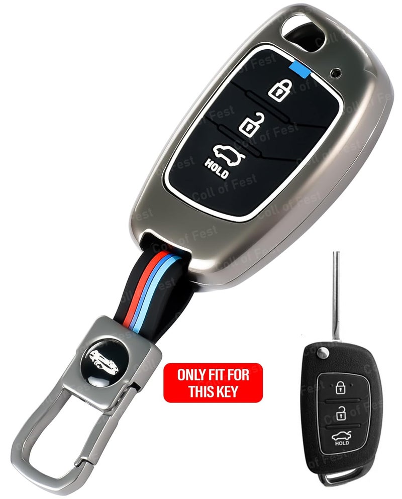 Coll of Fest Metal Silicon Key Cover for Hyundai Alcazar, Aura, Creta, i10 Grand Nios, i20 Active, i20 Elite, Tucson, Verna, Venue, Xcent, Exter 3 Button Smart Flip Key Visible in Low-Ligh Conditions - Image 3