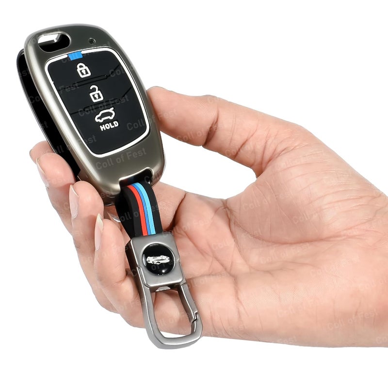 Coll of Fest Metal Silicon Key Cover for Hyundai Alcazar, Aura, Creta, i10 Grand Nios, i20 Active, i20 Elite, Tucson, Verna, Venue, Xcent, Exter 3 Button Smart Flip Key Visible in Low-Ligh Conditions - Image 2