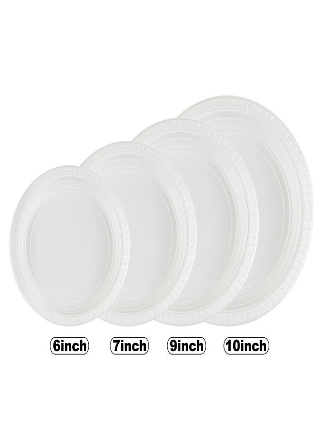 Blue Sky 9 Inch White Plastic Plates - [200 Count] Disposable Plastic Plates, Microwave Safe, Perfect for Birthday Parties, Weddings, Banquets, Picnics, and Everyday Use - Image 5