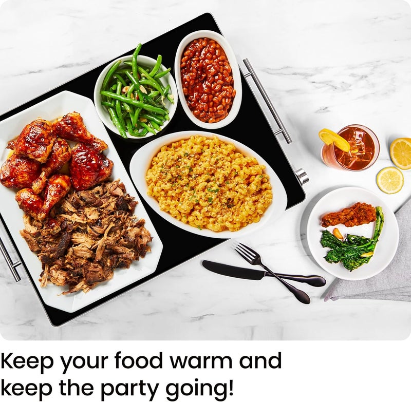 Chefman Electric Warming Tray with Adjustable Temperature Control, Perfect For Buffets, Restaurants, Parties, Events, and Home Dinners, Glass Top Extra Large 21” x 16” Surface Keeps Food Hot – Black - Image 2