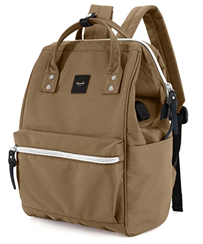 himawari Laptop Backpack for Women & Men 16 Inch - Water Resistant Anti-Theft Travel Backpack with USB Charging Port, Large Business Computer Bag for College (1881-mocha) - Image 2