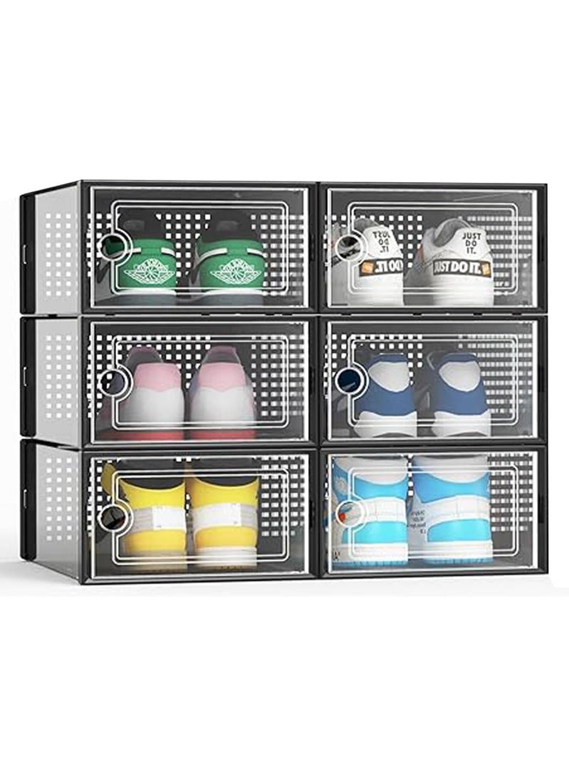 Jorunb Foldable Plastic Shoe Storage Boxes, 6pc, Red, 33x23x14cm, Water Resistant, Solid, Sports, Shoe Box 