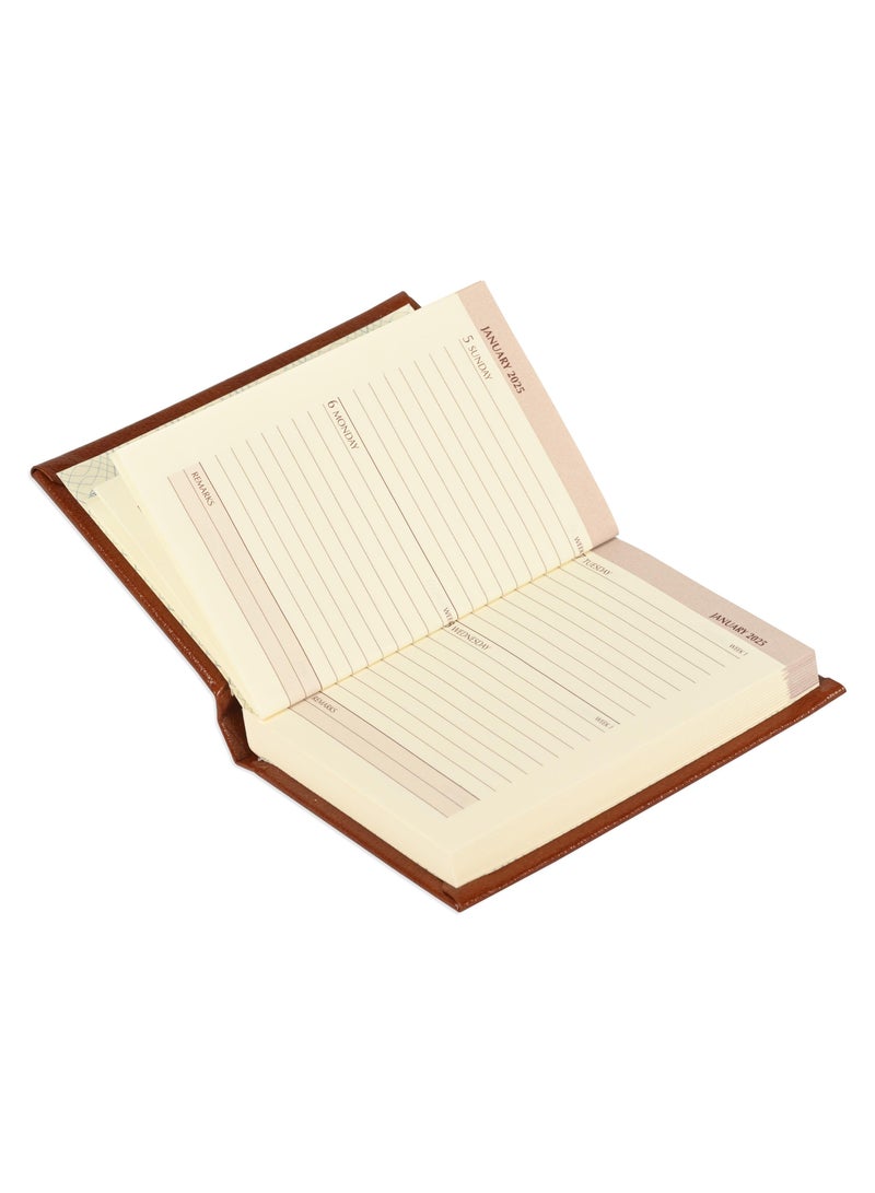 FIS FIS Bonded Leather Pocket Diary 2025 (English) Hard Cover Brown- FSDI10EB25BR  - Image 2