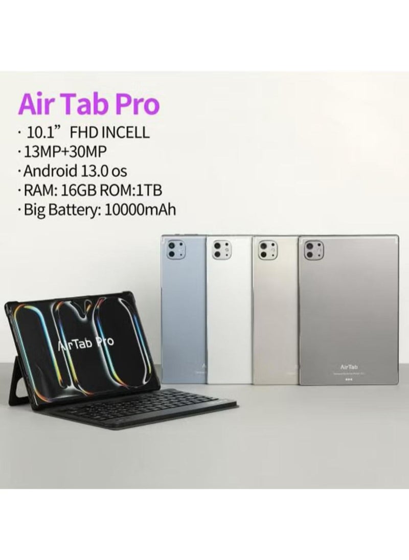 AirTab - Pro Tablet with Arabic Keyboard, Android 13 10.1" FHD Screen 16GB RAM 1TB ROM - with Powerful 10,000mAh Battery Blue - Image 1