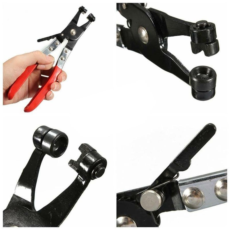 Inditrust 1pc Band Hose Clamp Plier, Flexible Ring Type Hose Clamp Pliers Installation and Removal Tool Swivel Jaw Locking (Red & Black) (FLAT JAW) - Image 2