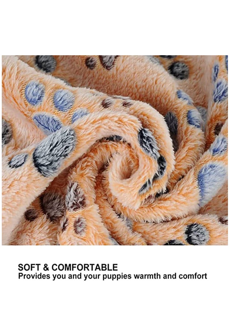 Excefore 3 Pack Puppy Blankets Super Soft Warm Sleep Mat Paw Print Blanket Fluffy Premium Fleece Pet Blanket Flannel Throw Dog Washable Blankets for Dogs Puppy Cat - Image 2