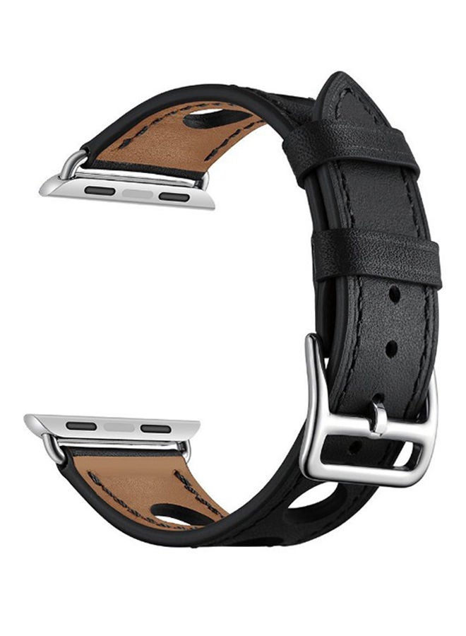 NIBEMINENT Genuine Leather Band For Apple Watch 42mm Black - Image 1
