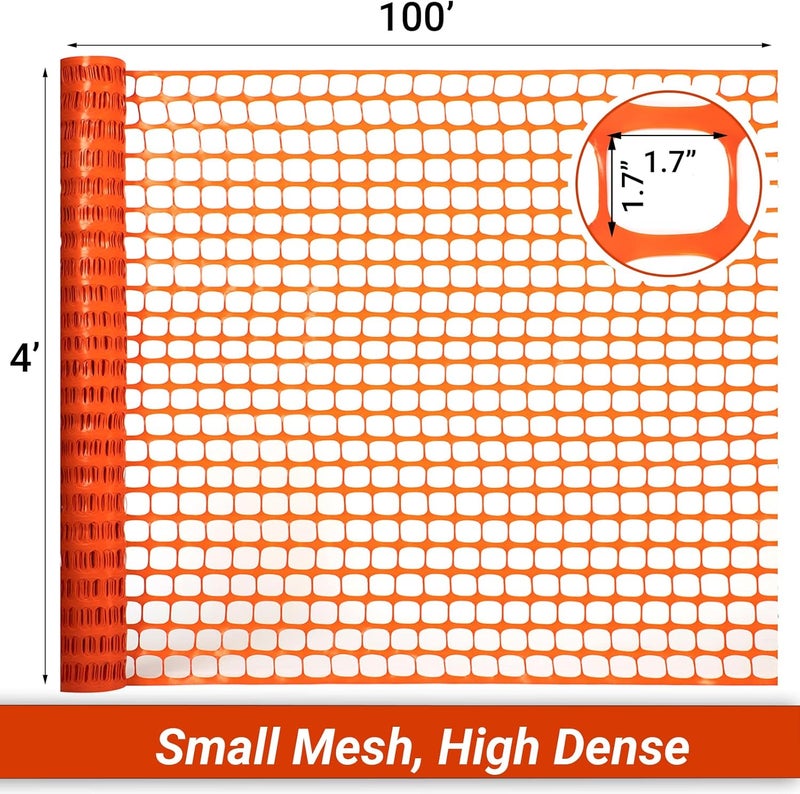 DOEWORKS Safety Fence, 4 x 100 FT Orange Plastic Mesh Fence Roll Barrier Netting for Construction and Event Fencing - Image 4