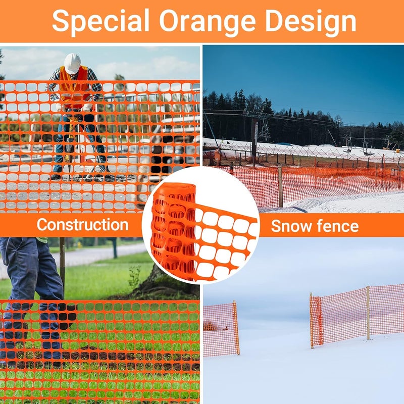 DOEWORKS Safety Fence, 4 x 100 FT Orange Plastic Mesh Fence Roll Barrier Netting for Construction and Event Fencing - Image 2