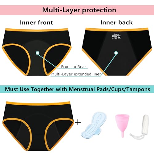 Mesachy Girls Period Underwear Period Panties for Teens Menstrual Leakproof Protective Cotton Briefs - Image 2