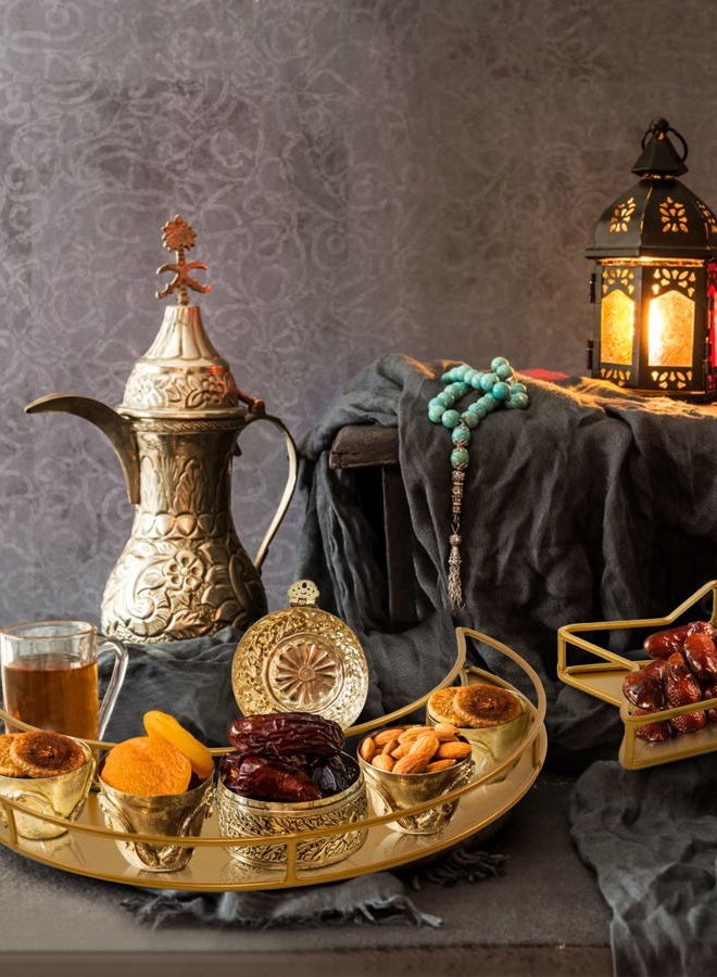 ANPHSIN 2PCS Ramadan Serving Trays Decorations for Home - Moon Star Shaped Eid Mubarak Table Decor Gifts, Islam Muslim Al-Fitr Iftar Party Crescent Iron Platters Dishes (Hollowed-Out) - Image 2
