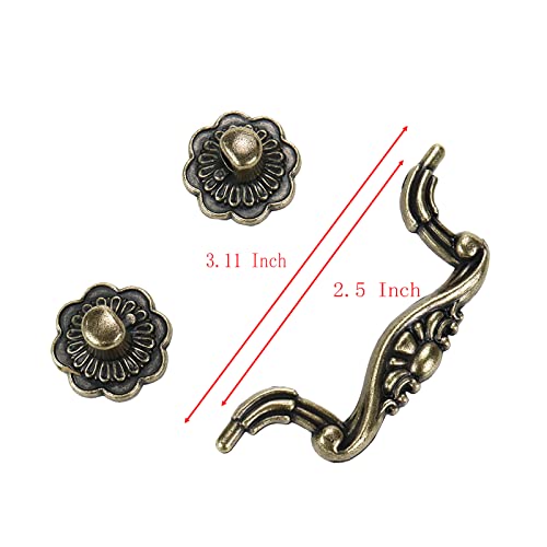 Mcredy Drop Down Bail Pull Handle,3" Mounting Hole Distance Dresser Ring Pull Handles Zinc Alloy Vintage Retro Chic Pulls Pack of 10 - Image 4