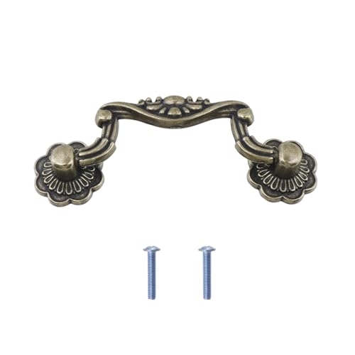 Mcredy Drop Down Bail Pull Handle,3" Mounting Hole Distance Dresser Ring Pull Handles Zinc Alloy Vintage Retro Chic Pulls Pack of 10 - Image 2