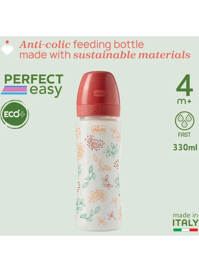 Chicco Perfect 5 Eco+ BPA-Free Plastic Baby Bottle Fast Flow 4m+ 330ml - Image 2