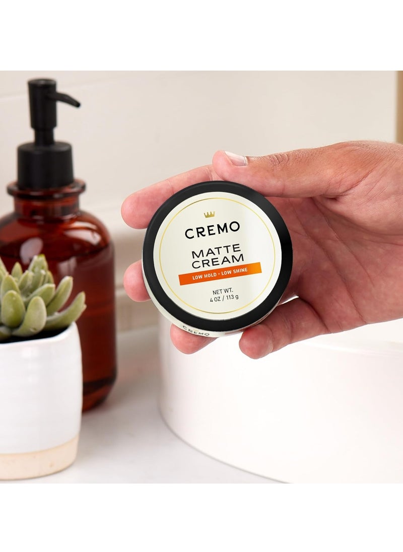 cremo - Cremo Hair Styling Matte Cream, Premium Barber Grade, Light Hold, Low Shine, Hair Cream and Hair Products For Men, 4 Oz - Image 1
