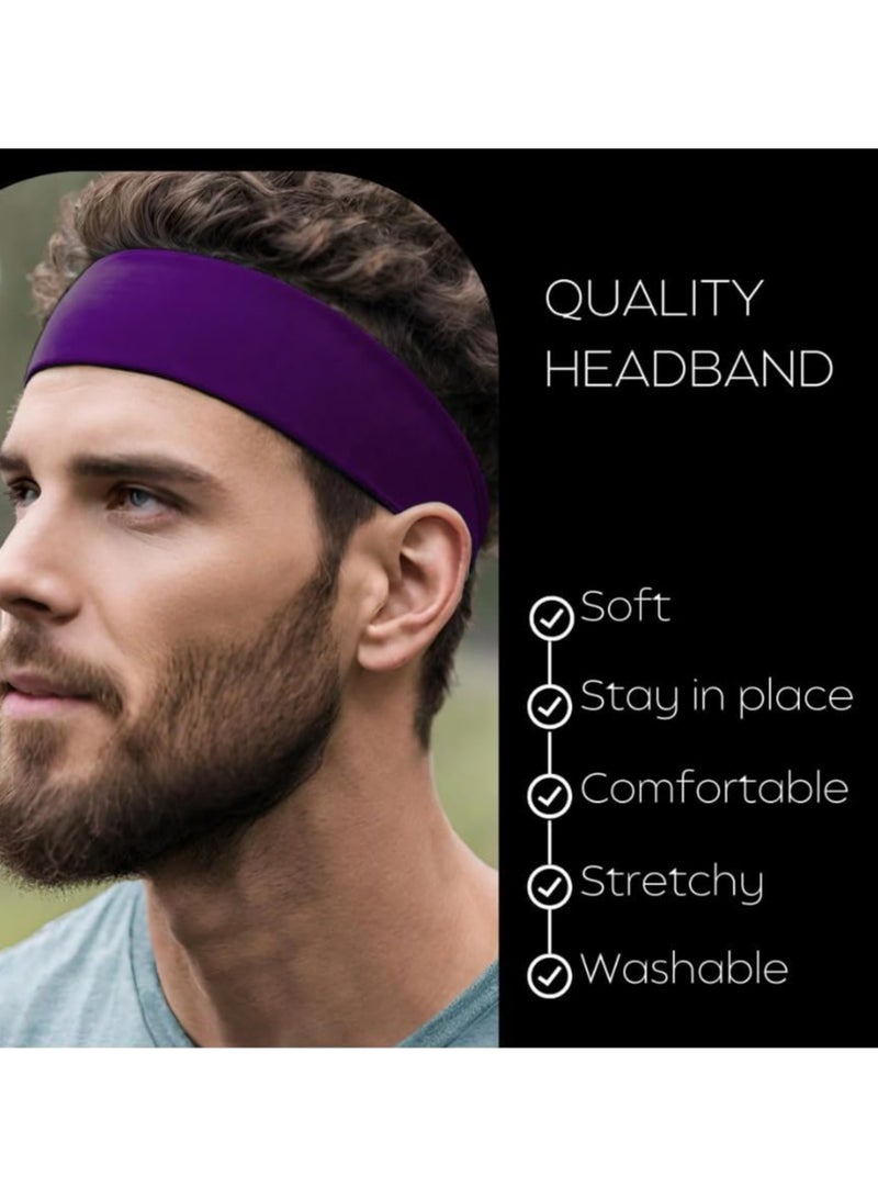 شريط راس عريض للغاية 7 سم سادة قابل للتمدد للجنسين عصابة راس ناعمة لليوجا (كحلي) - Image 5