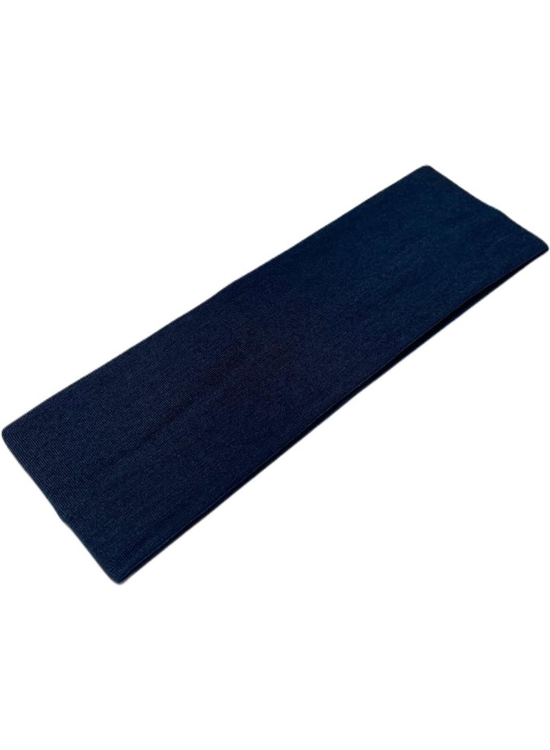 شريط راس عريض للغاية 7 سم سادة قابل للتمدد للجنسين عصابة راس ناعمة لليوجا (كحلي) - Image 2