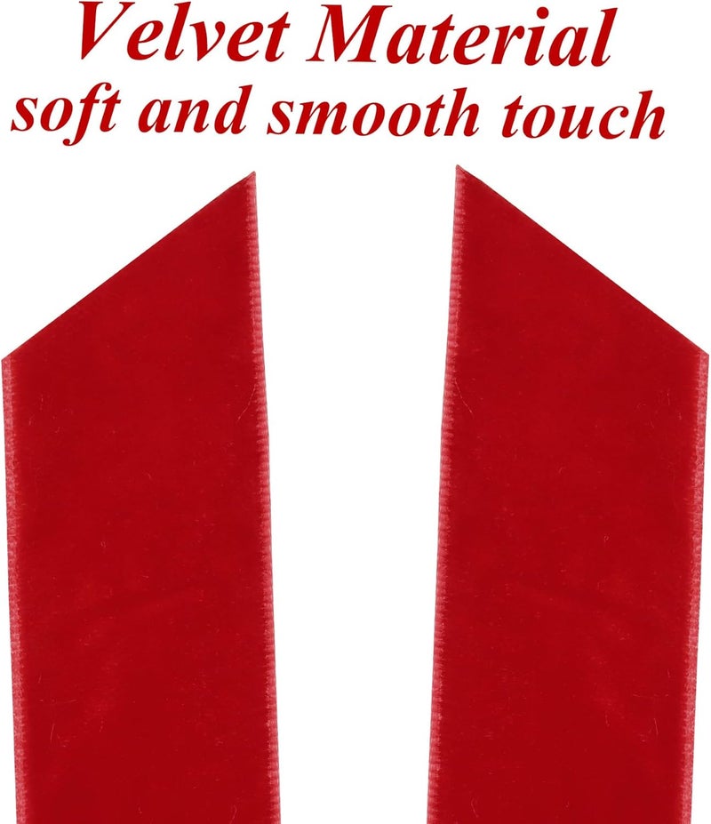 Hongsome 12Pcs Red Velvet Ribbon Bows Christmas Tree Decorations,5in x 10in Xmas Ornaments for Tree Home Party Front Door Wreath Holiday Decor - Image 3