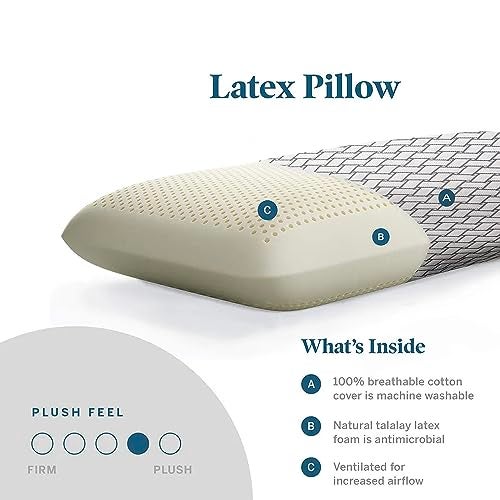 AVI 100% Netural Regular Latex Pillow 35 Density Ultra Plush Latex Foam Bed Pillow for Sleeping, Side and Stomach Sleepers- with Jaquard Fabric Cover, Pack of 2, 60x40x12.5 CM - Image 3
